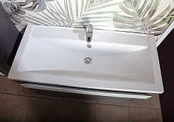 Бриклаер Мебель для ванной Берлин 100 оникс серый с белой ручкой – фотография-9